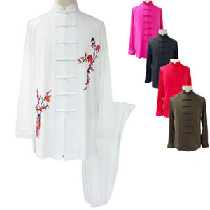 Silk Martial Arts Kung Fu Uniform Tai Chi Suit Wushu Clothes Outfit Flower Print