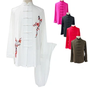 Silk Martial Arts Kung Fu Uniform Tai Chi Suit Wushu Clothes Outfit Flower Print - Picture 1 of 14