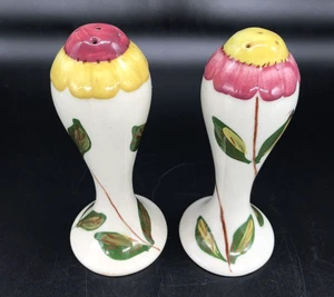 2 Blue Ridge Southern Pottery Salt & Pepper Shakers Blossom Flowers Pink Yellow - Picture 1 of 10
