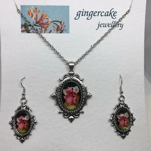Juego de Collares Cameo Negro PLATA BOTÁNICA PL MONTAJES VICTORIANO S JAP ANÉMONA ROSA - Imagen 1 de 8