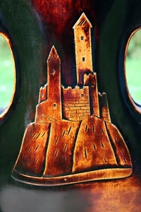19th century OLD ANTIQUE BOHEMIAN VIOLIN with handcrafted Castle LISTEN SOUND! - Picture 1 of 13