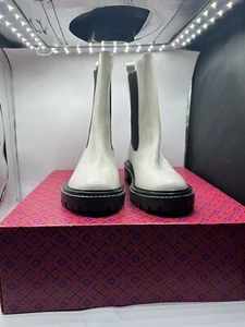 Tory Burch Benton Damenstiefel weiß schwarz Vachetta Kalbsleder gefräst US 9 - Bild 1 von 5