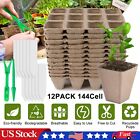 144Cells Seed Nursery Starting Trays Biodegradable Flower Pot Plant Growing Tray