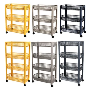 3/4 Tier Kitchen Trolley Storage Fruit Vegetable Cart Organiser Rack on Wheels - Picture 1 of 31