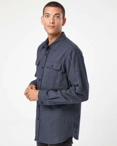 🔥 Burnside Men Solid Long Sleeve Flannel Shirt Two Flap Pockets Up To 3XL 8200 - Picture 1 of 19