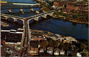 Y-Bridge Zanesville Ohio Postcard Muskingum Licking Rivers Chrome 6E - Picture 1 of 2