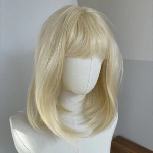 Synthetic Hair Blonde Bob Straight Layered Cosplay Wig With Bangs - Picture 1 of 8