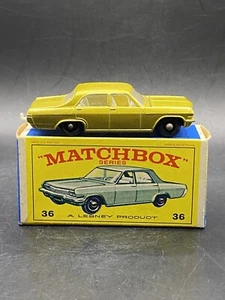 Matchbox Lesney #36 Opel Diplomat w Original Box Silver Engine Vintage Toy VTG - Picture 1 of 9