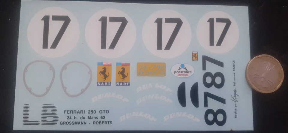 decals décalcomanie ferrari 250 gto lm le mans 1962 1/18  www.decals43.com - Photo 1/1
