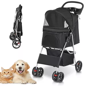 Hundewagen Hundebuggy Katzen Pet Stroller mit 4 Rädern 360° klappbar Oxford 15kg - Bild 1 von 13