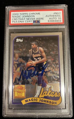 Autographed Magic Johnson Signed 2000 Topps Chrome #MJ7 PSA Signature Graded 10 - Image 1 of 4