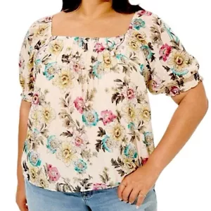 TORRID Floral Chiffon Clip Dot Blouson Short Sleeve Blouse NWT Size 1X - Picture 1 of 7