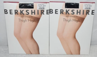 Lote com 2 New Berkshire Fantasy Black Sheer Thigh Highs A-B A B Cool Comfort 90-135 - Imagem 1 de 4