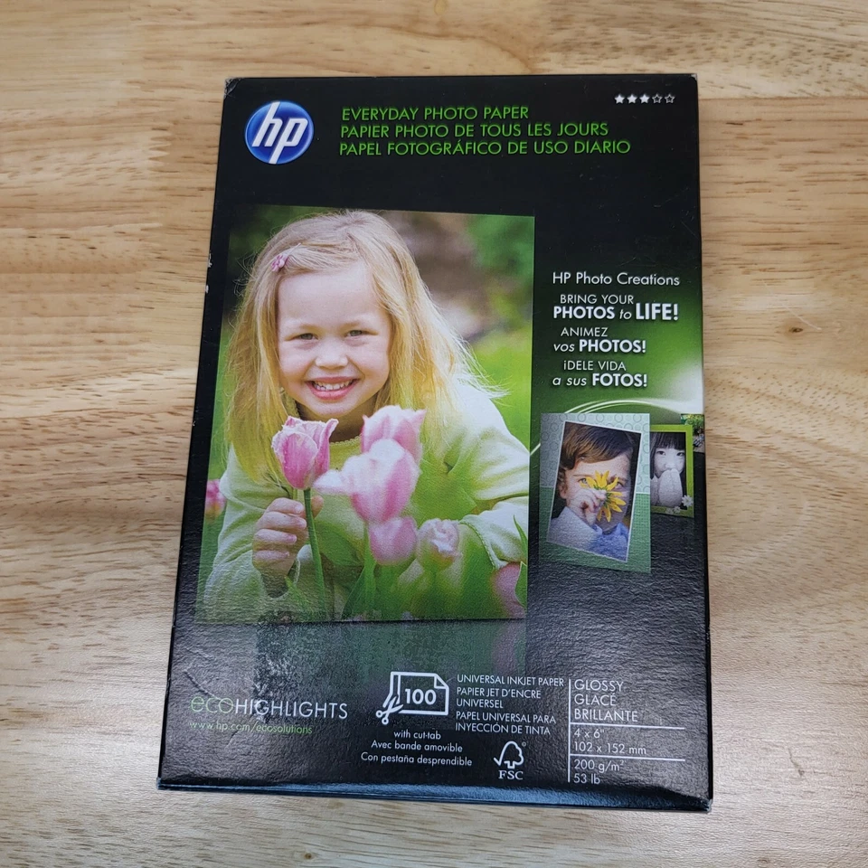 HP EVERYDAY GLOSSY PHOTO PAPER - 3 packs of 100 sheets 4"x 6"- Brand New Sealed! - Image 1 of 1