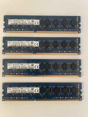 HYNIX 4GB 2RX8 PC3 12800U 11 12 B1 DDR3-1600 - RAM Memory Desktop PC (x 4) - Image 1 of 2