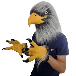 Máscara de águila de felpa guantes con garra rendimiento de fiesta látex accesorios para disfraces Halloween nuevos - Imagen 1 de 22