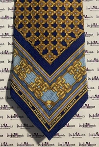 Vintage BORSHEIM’S Silk Blue & Gold Design Neck Tie 3.875”(New With Minor Flaws) - Picture 1 of 5