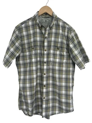 G H Bass & Co Grey Plaid Short Sleeve Button Down Casual Athletic Shirt Medium - Image 1 of 4