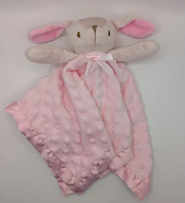 Manta de seguridad Pink Minky Dot Bunny Rabbit borde satinado trasero suave juguete amoroso 16” Foto 1 de 4