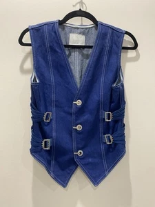 Dion Lee Denim Waistcoat Vest American Blue Au 6 Bright Blue White Stitching - Picture 1 of 20