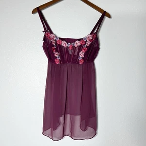 Victoria’s Secret Cami Top Mujer XL Granate Lencería Babydoll Transparente Hada Capricho - Imagen 1 de 9