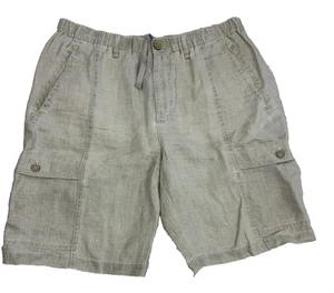 Tommy Bahama Relax 100% Linen Elastic Waist Mens Beige Shorts Large 34x9 - Picture 1 of 9