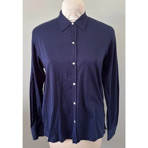 Vintage Ralph Lauren Sport Women’s Cotton Navy Blue LS Button Down Shirt Large - Picture 1 of 4