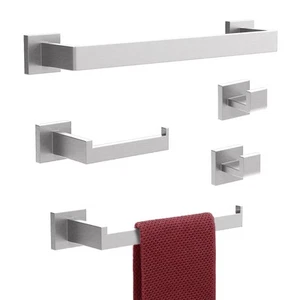 Badbeschlag Set Nickel gebürstet 5-teilig Badezimmer Handtuchhalter SUS304 Stai... - Bild 1 von 7