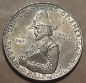 1921 Pilgrim Tercentenary Silver Commemorative Half Dollar - 50C - No Reserve! - Picture 1 of 2