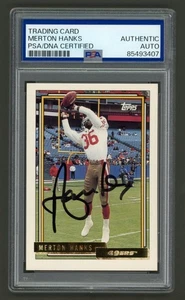 Merton Hanks Signed 1992 Topps Gold Card #652 (PSA) San Francisco 49ers Auto - Picture 1 of 2
