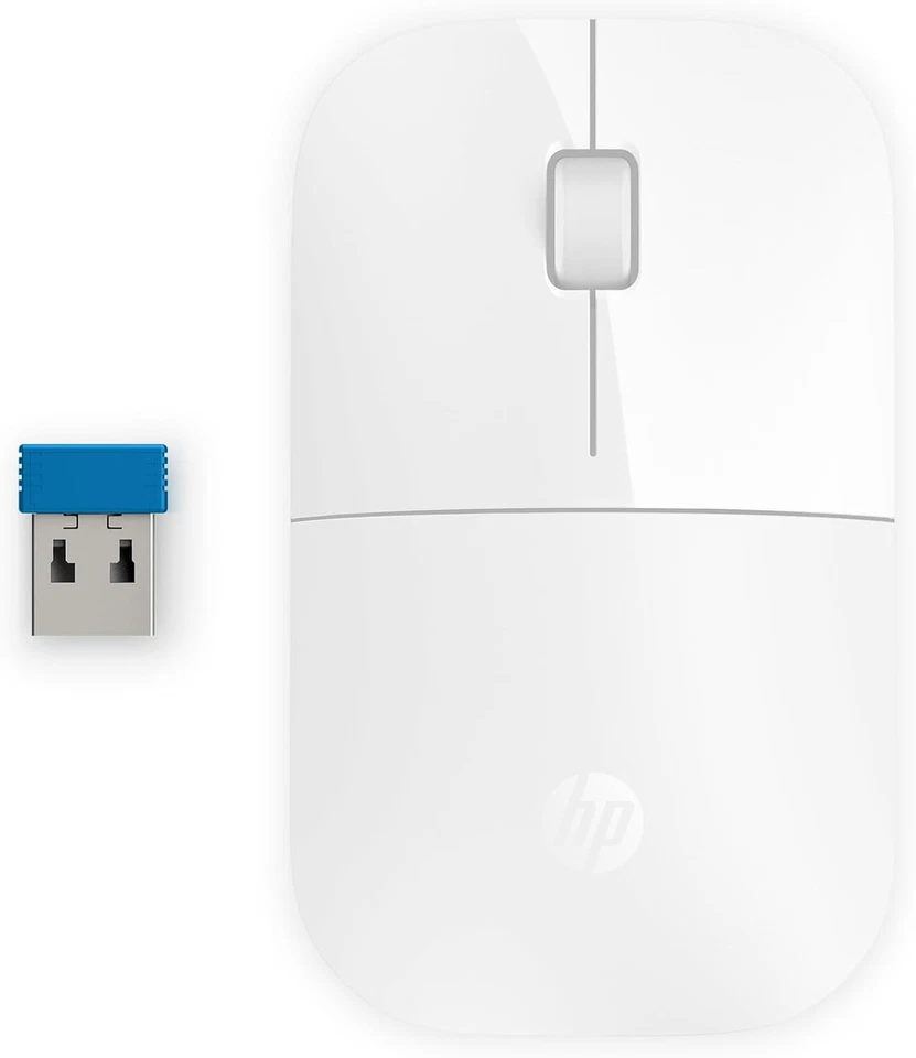 HP Z3700 White 2.4 Ghz USB Slim Wireless Mouse with Blue LED1200 DPI Optical Se - Image 1 of 4