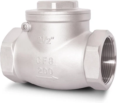 2-1/2" NPT Horizontal Check Valve, Stainless Steel Non Return Swing Check Valve, - Image 1 of 4