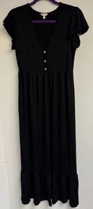 BRAND NEW SEE YOU MONDAY MAXI DRESS BLACK LOS ANGELES SIZE XL LONG BUTTONS - Picture 1 of 3