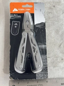 NEW Ozark Trail 14 in 1 Multitool Pliars, Knife, Bottle Opener with Carry Case - Picture 1 of 3
