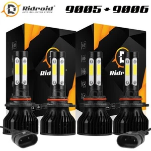 4x 4SIDE 9005 9006 LED Faro Kit Combo Bombilla 6500K Haz Alto Bajo Súper Blanco - Imagen 1 de 19