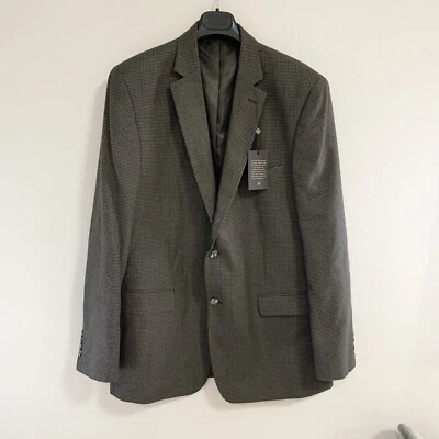 NWT Tasso Elba Mens 46 L Blazer Jacket Houndstooth Sport Brownish Green Career - Image 1 of 4