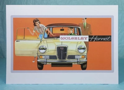 WOLSELEY HORNET - GREETING CARD - Classic Car Memorabilia - Blank inside - Image 1 of 3