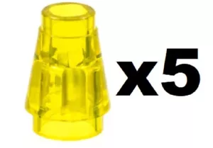 🧱 LEGO 5 Nuevos Conos Trans-Amarillos 1 x 1 Ranura Superior Torre Techo Parte 4589b TR01 - Imagen 1 de 1