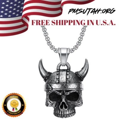 Мотоцикл череп викинг шлем гудки колокол Гремлин ангел мотоциклиста блестящее ожерелье - Изображение 1 из 4