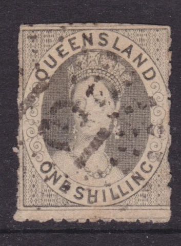 QUEENSLAND SCARCE 1863 1/- Grey QV CHALON  NO WMK 131 GLADSTONE PMK SG 29 (NG50) Cover