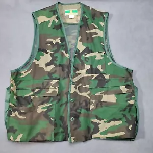 Game Winner Hunting Vest Vintage Mens XL Green Camo Shooting Bird Bag Cargo - Picture 1 of 12
