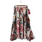 NWT Sandy Starkman Floral Watercolor Print Broomstick Long Boho Maxi Skirt M