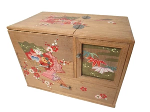 Caja de costura Haribako madera paulownia antigua japonesa vintage - Imagen 1 de 8