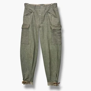 Vintage Army Pants 1941 Crown WW2 Swedish Military 33X31 Trouser Cargo wool - Picture 1 of 20