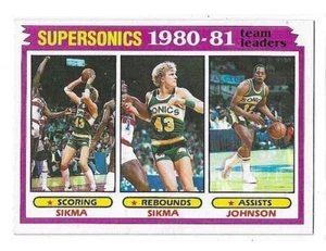 1981-82 TOPPS TEAM LEADERS SIKMA SIKMA JOHNSON #64 SEATTLE SUPERSONICS VG-EX - Picture 1 of 2