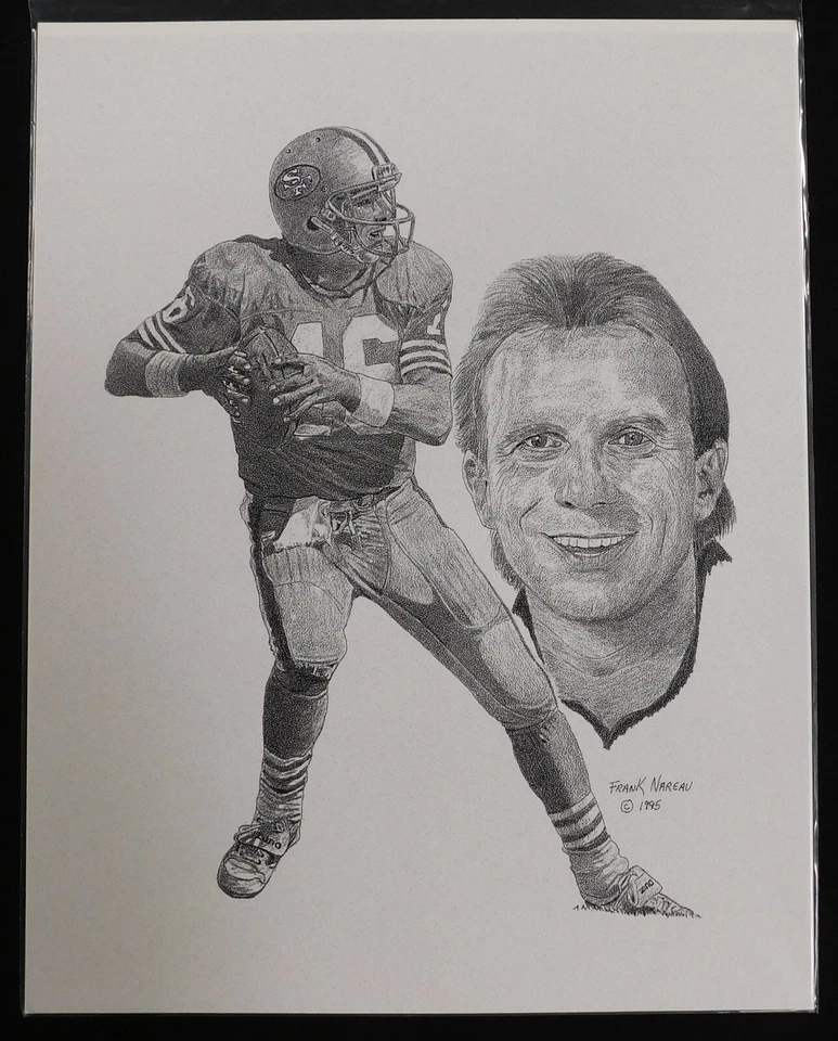 Impresión de dibujo a lápiz Joe Montana de Frank Nareau - 14" x 11" Foto 1 de 1