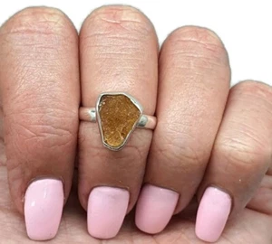 Orange Tourmaline Ring, Size 7, Sterling Silver, Rough Tourmaline, Raw Gemstone - Bild 1 von 7