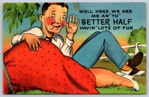 Havin' Lots Of Fun, Risque, Vintage 1949 Comical Spanking Postcard, Linen - Imagen 1 de 2