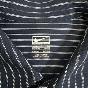 Nike Performance Golf Polo Shirt Black White Dashed Stripes Size XL 396666 - Picture 1 of 7