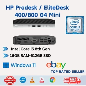 COMPUTER SALE HP Prodesk 400 G4 Mini i5 8th Gen 16GB 512GB SSD Windows 11 WiFi - Picture 1 of 6
